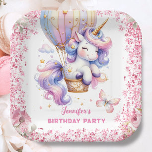 Fairy Unicorn Birthday Girl Pink Niedlich Pappteller