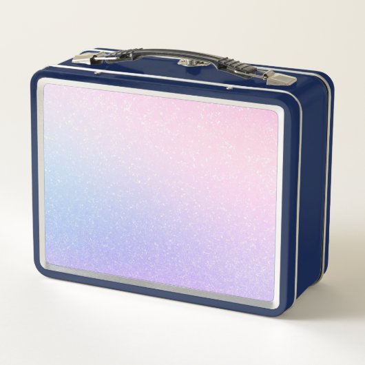 Fairy Unicorn Driving Lila Glitzer Metall Brotdose (Rückseite)