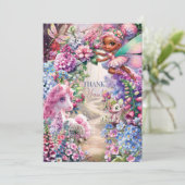 Fairy Unicorn Vielen Dank Hinweis Dankeskarte (Stehend Vorderseite)