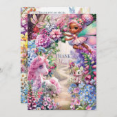 Fairy Unicorn Vielen Dank Hinweis Dankeskarte (Vorne/Hinten)