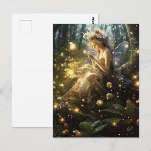 Fairy unter den Fireflies Postkarte (Vorne/Hinten)