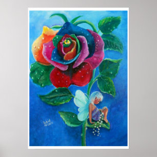 Fairy unter einer Holland-Rose Poster