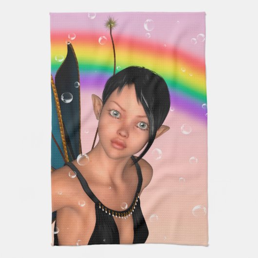 Fairy unter Rainbow Handtuch (Vertikal)