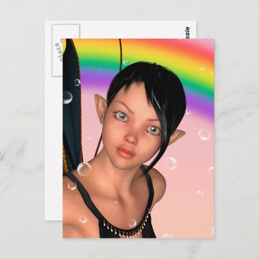Fairy unter Rainbow Postkarte (Vorne/Hinten)