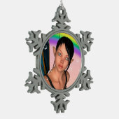 Fairy unter Rainbow Schneeflocken Zinn-Ornament (Links)