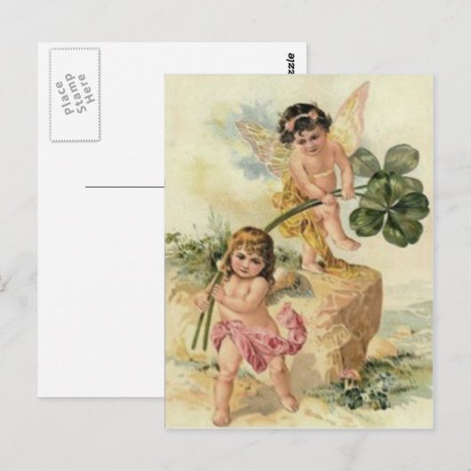 Fairy Vierblättriges Kleeblatt Fey Postkarte (Vorne/Hinten)