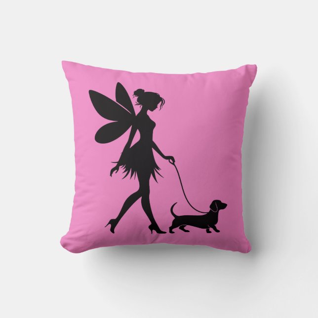 Fairy Walking Dachshund  Kissen (Vorderseite)
