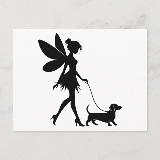 Fairy Walking Dackel Postkarte (Vorderseite)