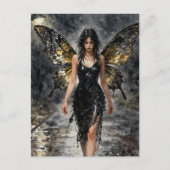 Fairy walking on a rainy night postkarte (Vorderseite)