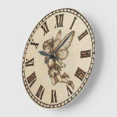 Fairy Wall Clock | Wood-Burned Fantasy  Große Wanduhr (Winkel)