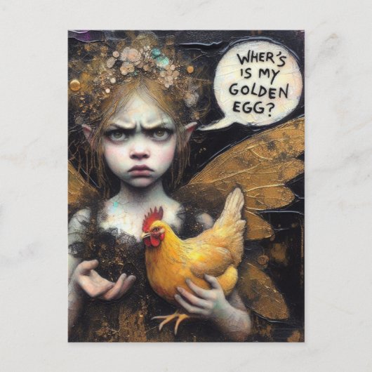 Fairy Wheres Mein goldenes Ei genoss mit Hen Postkarte (Vorderseite)