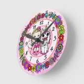 Fairy Whimsical Folk Art Girl's Runde Wanduhr (Winkel)