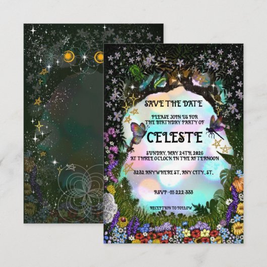 Fairy Whimsical Forest of Magic Save The Date (Vorne/Hinten)