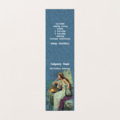 Fairy White Dress on Cliff Harp Candle Stars Blue Visitenkarten (Außenseite Aufgefaltet)