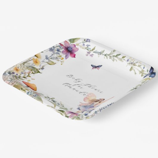 Fairy Wildblume Butterfly Garden Baby Girl Dusche Pappteller (Gewinkelt)