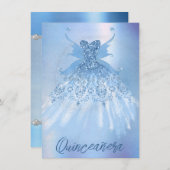 Fairy Wing Ice Gown | Frost Blue Iridescent Sheen Einladung (Vorne/Hinten)
