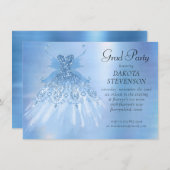 Fairy Wing Ice Gown | Frost Blue Iridescent Sheen Einladung (Vorne/Hinten)