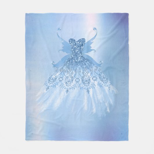 Fairy Wing Ice Gown | Frost Blue Iridescent Sheen Fleecedecke (Vorderseite)
