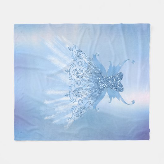 Fairy Wing Ice Gown | Frost Blue Iridescent Sheen Fleecedecke (Vorderseite (Horizontal))