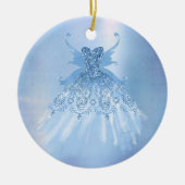 Fairy Wing Ice Gown | Frost Blue Iridescent Sheen Keramik Ornament (Vorne)