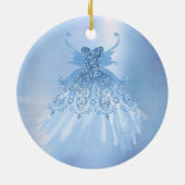 Fairy Wing Ice Gown | Frost Blue Iridescent Sheen Keramik Ornament (Hinten)