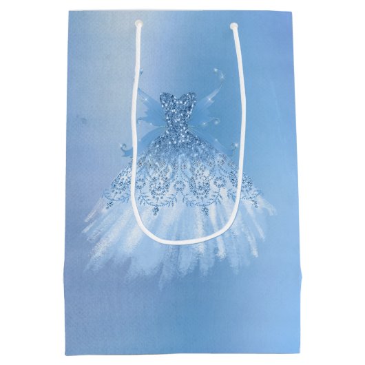 Fairy Wing Ice Gown | Frost Blue Iridescent Sheen Mittlere Geschenktüte (Rückseite)