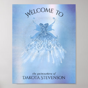 Fairy Wing Ice Gown   Frost Blue Iridescent Sheen Poster