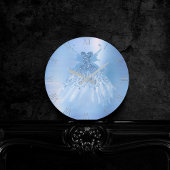Fairy Wing Ice Gown | Frost Blue Iridescent Sheen Runde Wanduhr