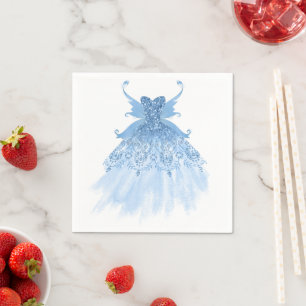 Fairy Wing Ice Gown Frost Blue Iridescent Sheen Serviette