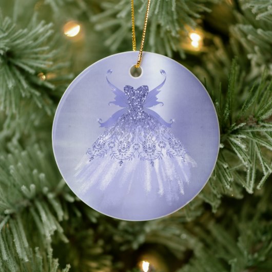 Fairy Wing Lavender Gown | Lila Iridescent Sheen Keramik Ornament (Baum)