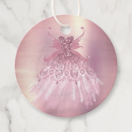 Fairy Wing Mauve Gown | Luxuriöse Dusty Pink Sheen Geschenkanhänger (Vorderseite)
