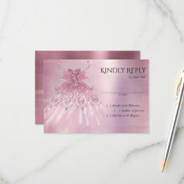 Fairy Wing Mauve Gown | Luxuriöse Dusty Pink Sheen RSVP Karte
