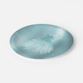 Fairy Wing Mind Gown | Luxe Pearl Green Aqua Sheen Pappteller (Schrägansicht)