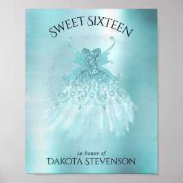 Fairy Wing Mind Gown | Luxe Pearl Green Aqua Sheen Poster