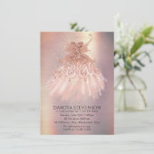 Fairy Wing Rose Gold Gown | Terracotta Coral Sheen Einladung (Stehend Vorderseite)