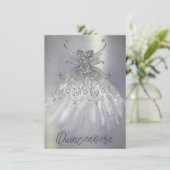 Fairy Wing Silver Gown | Platinfolien Imitate Shee Einladung (Stehend Vorderseite)