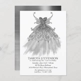 Fairy Wing Silver Gown | Platinum Imitats Sheen Einladung