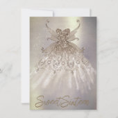 Fairy Wing Taupe Gown | Champagne Elegant Sheen Einladung (Vorderseite)