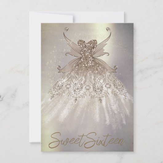 Fairy Wing Taupe Gown | Champagne Elegant Sheen Einladung (Vorderseite)