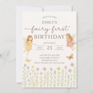 Fairy Wings Einladung zum ersten Geburtstag