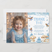 Fairy Winter Wonderland Birthday Foto Dankeskarte (Vorderseite)