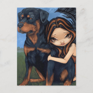 "Fairy with a Rottweiler" Postkarte