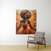 Fairy With Dark Skin In Orange Floral Wandteppich (Beispiel)