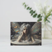 Fairy Woman Gray Hair in Bubblebath Postkarte (Stehend Vorderseite)