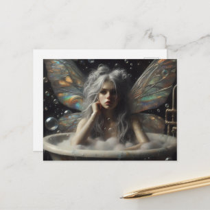 Fairy Woman Gray Hair in Bubblebath Postkarte