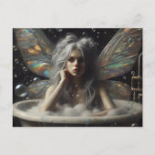 Fairy Woman Gray Hair in Bubblebath Postkarte (Vorderseite)