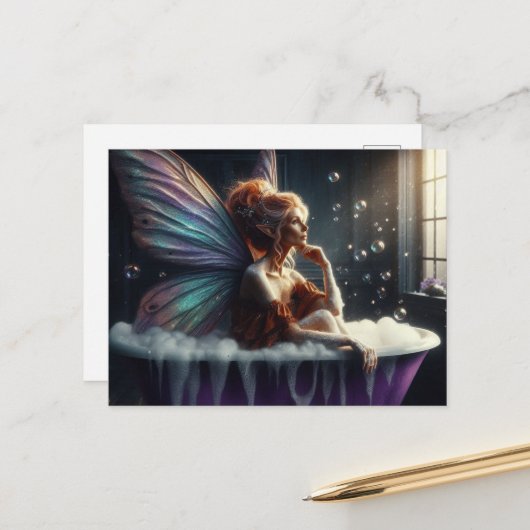 Fairy Woman im Bubblebad Postkarte (Vorderseite/Rückseite Beispiel)