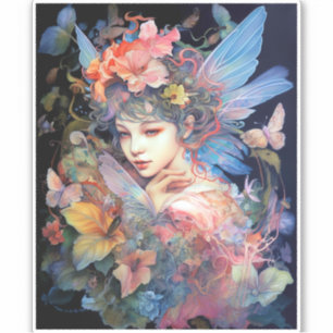 Fairy Woman In Blume Fantasy Art Aufkleber