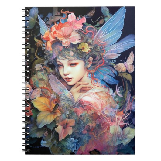 Fairy Woman In Blume Fantasy Art Notizblock (Vorderseite)