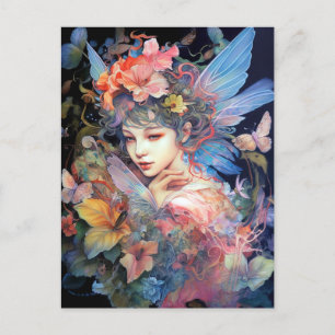 Fairy Woman In Blume Fantasy Art Postkarte